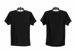 Free photo blank black t-shirt hanger isolated on white background