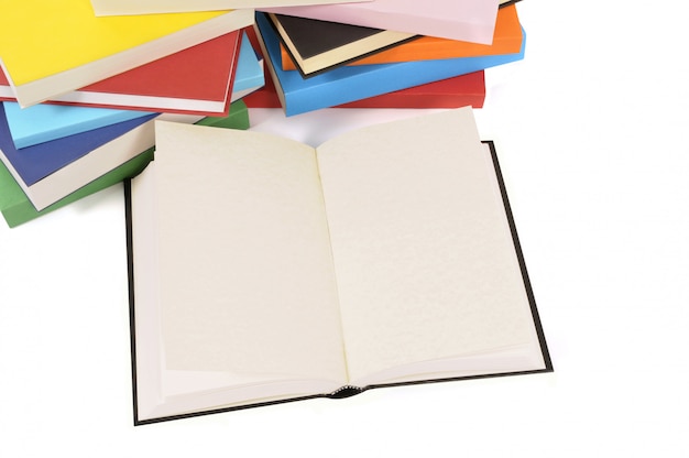 Free Photo blank book with collection of colorful books