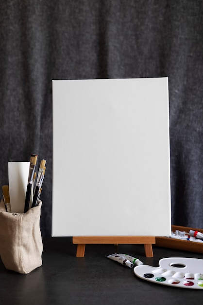 Blank canvas for painting indoors still life