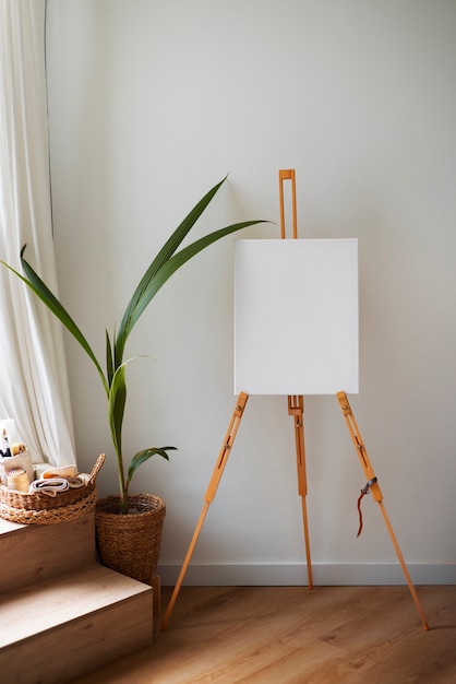 Blank canvas for painting indoors still life