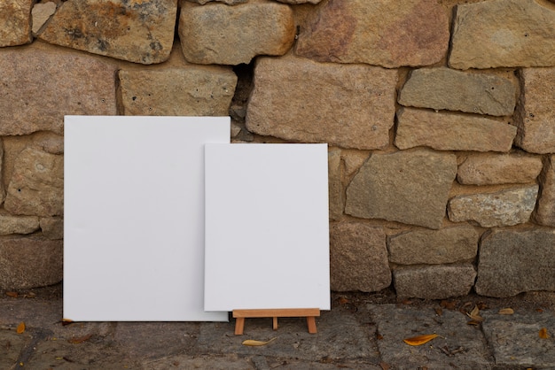 Free Photo blank canvas for painting outdoors still life