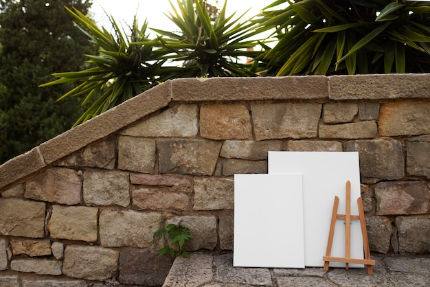 Blank canvas for painting outdoors still life