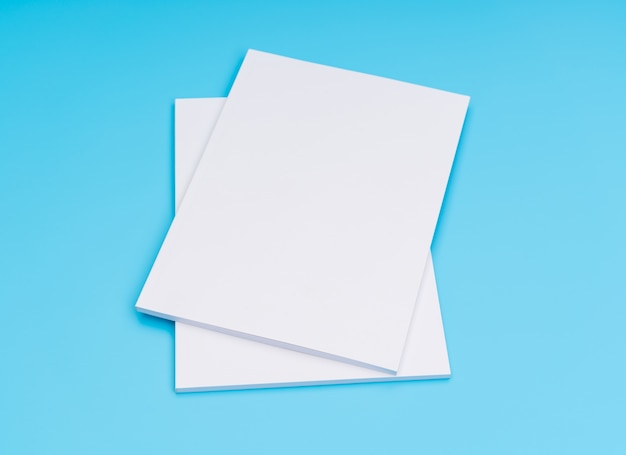 Blank catalog, magazines,book mock up on blue background. .