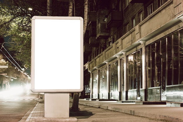 Free photo blank citylight for advertising at the city around, copyspace for your text, image, design. media marketing, ads, promo announcement, commercial propose or message. banner, template white.