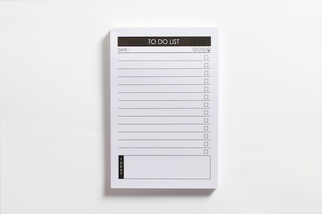 Blank to do list pocket planner with checklist for checkmarks isolated on white background