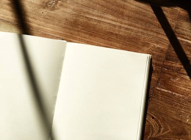 Blank Notebook Wooden Office Table