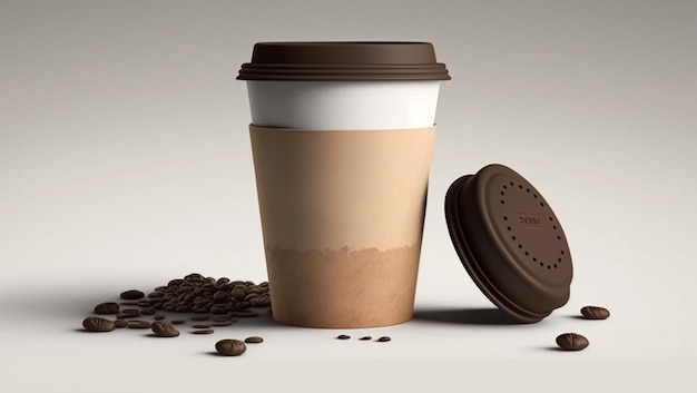 Free Photo blank paper cup of coffee created with generative ai technology