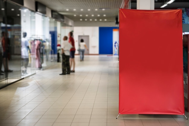 Free photo blank red sign inside shopping mall