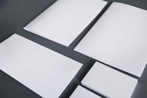 Free Photo blank stationery concept with papers and business cars