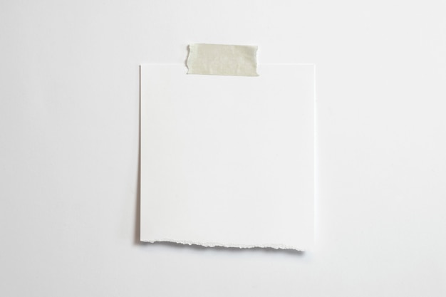 Free Photo blank torn photo frame with soft shadows and scotch tape isolated on white paper background 