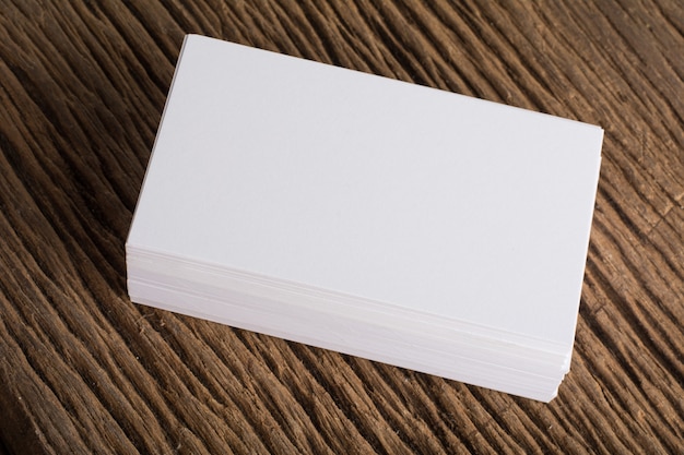 Blank white Business card presentation of Corporate identity on wood background