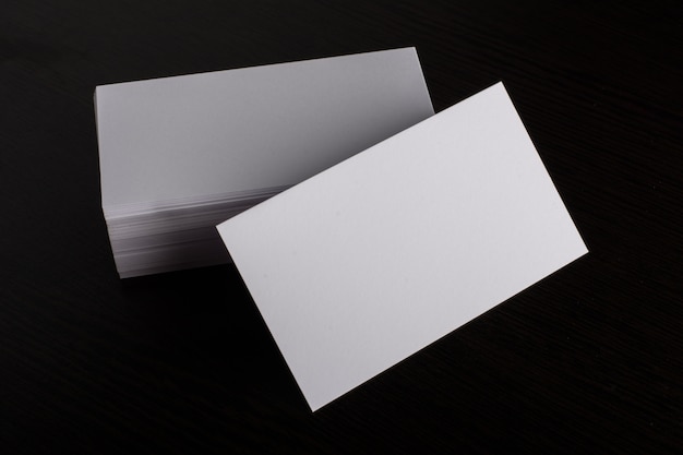 Blank white Business card presentation of Corporate identity on wood background