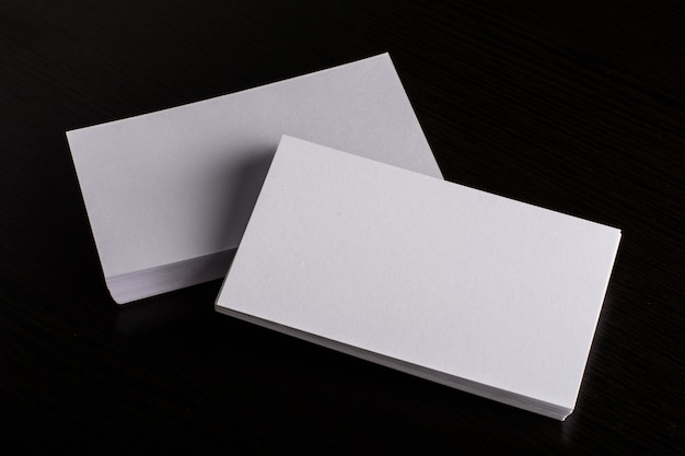 Blank white Business card presentation of Corporate identity on wood background