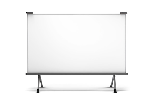 Free photo blank whiteboard standing on white background