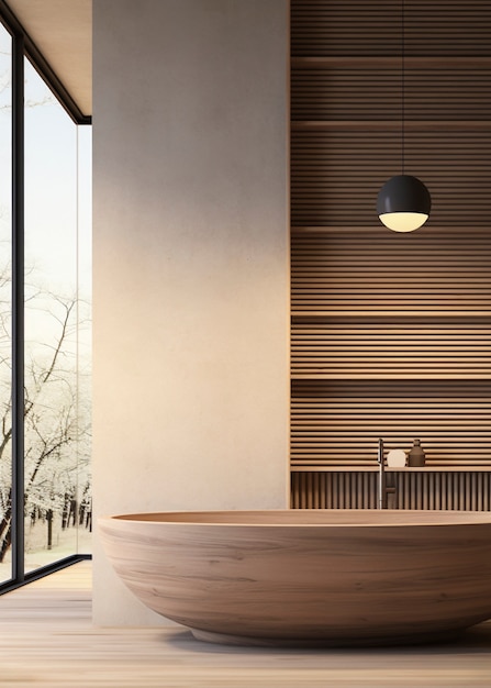 Free Photo blend of minimal nordic interior design with japanese wabi-sabi style