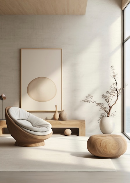 Free Photo blend of minimal nordic interior design with japanese wabi-sabi style