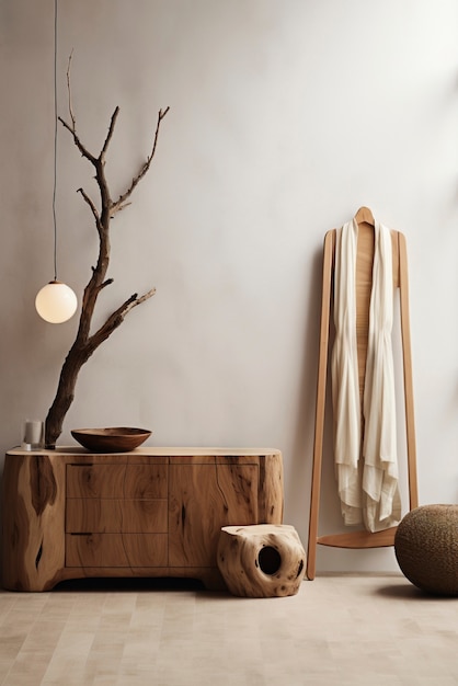 Free photo blend of minimal nordic interior design with japanese wabi-sabi style