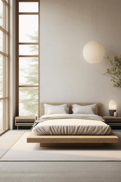 Blend of minimal nordic interior design with japanese wabi-sabi style