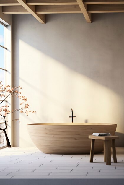 Blend of minimal nordic interior design with japanese wabi-sabi style