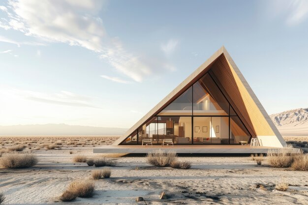 Blending futuristic building seamlessly into desert landscape