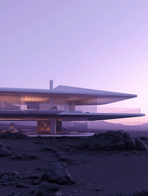 Free Photo blending futuristic building seamlessly into desert landscape