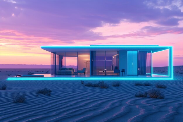 Blending futuristic building seamlessly into desert landscape