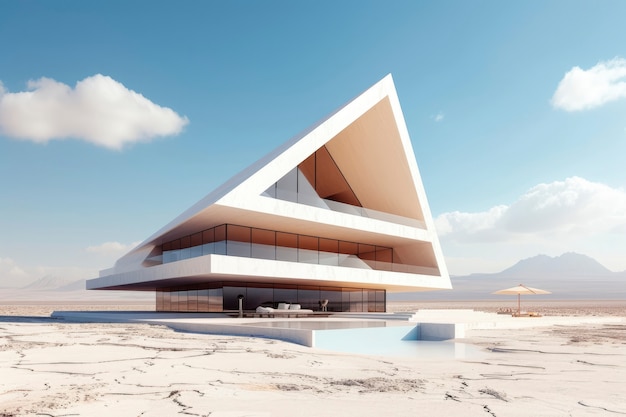 Blending futuristic building seamlessly into desert landscape