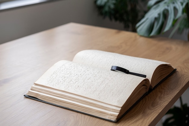 Blind people reading braille book