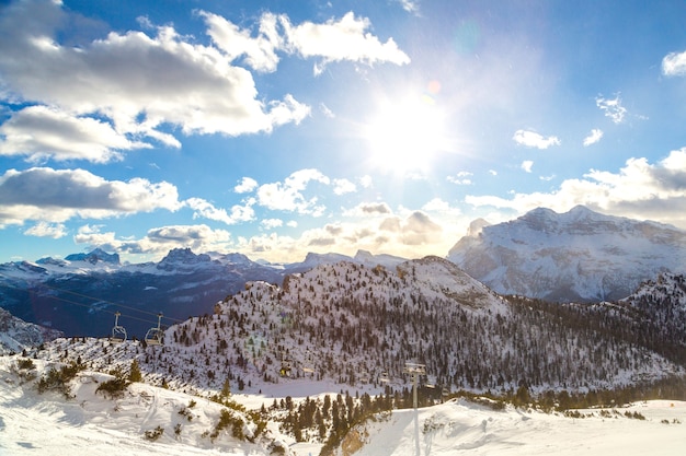 Blissful shot of huge alps with cloudy clear sky