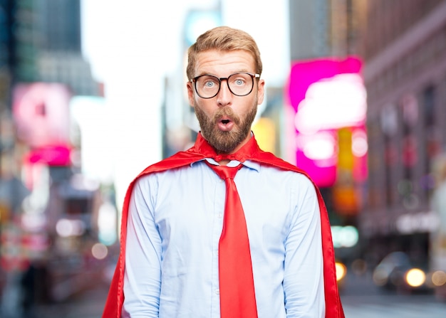 Free photo blond businessman surprised expression