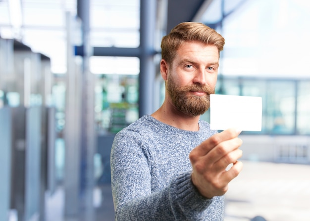 blond hipster man. happy expression