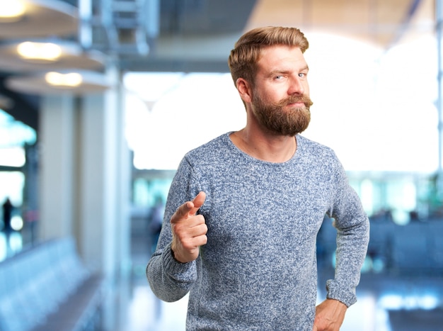 Free photo blond man angry expression