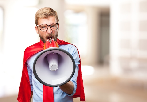 Free photo blond man hero angry expression