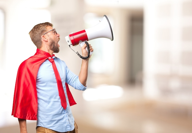 Free photo blond man hero angry expression