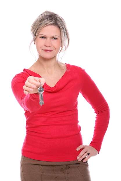 Free photo blond woman with keys