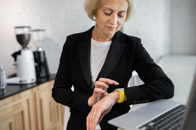 Blonde business woman at work