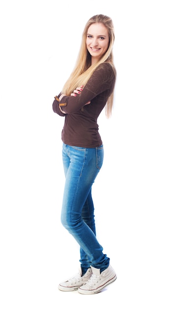 Blonde girl with tight jeans