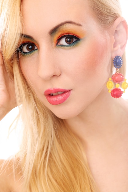 Free Photo blonde woman showing her cute colored look