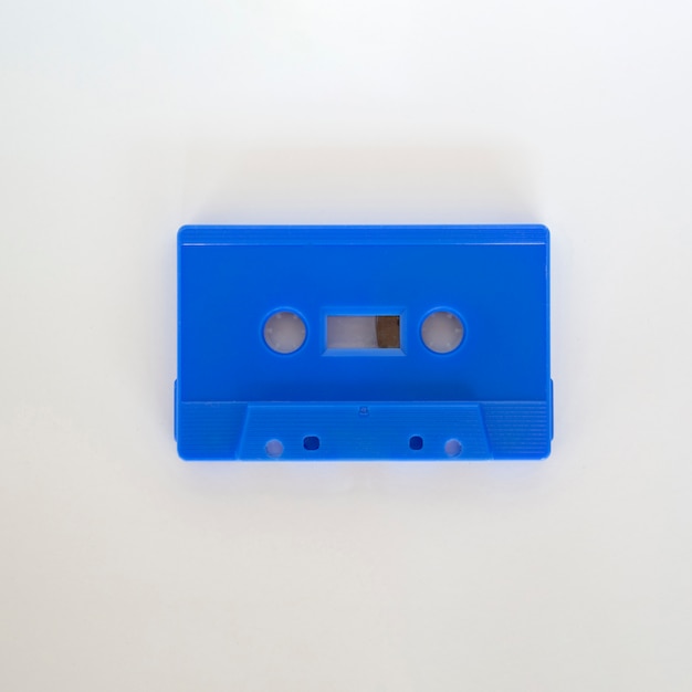 Free photo blue cassette tape top view close-up shot