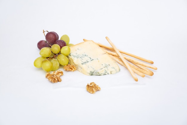 Blue cheese, smoked cheese sticks, grape and walnut