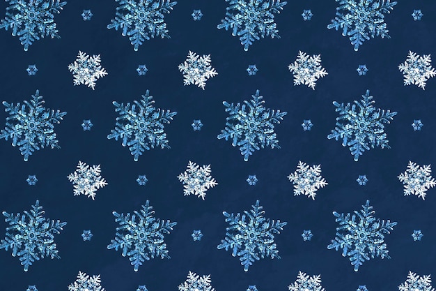 Free photo blue christmas snowflake seamless pattern background, remix of photography by wilson bentley