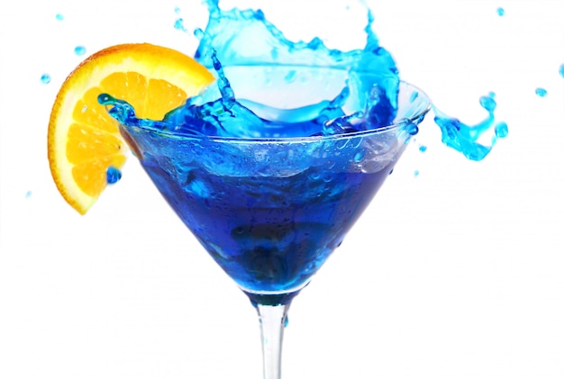 Blue cocktail with orange