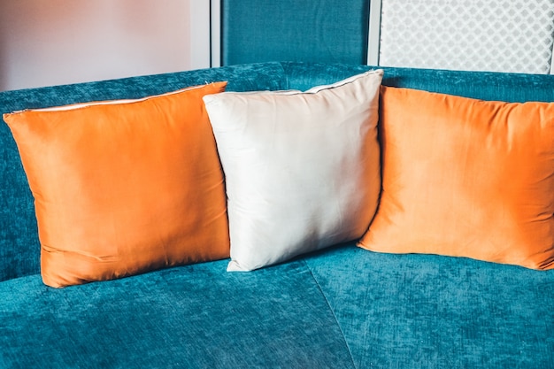 Free Photo blue couch with cushions