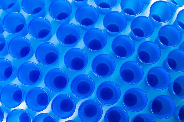 Blue disposable plastic glasses