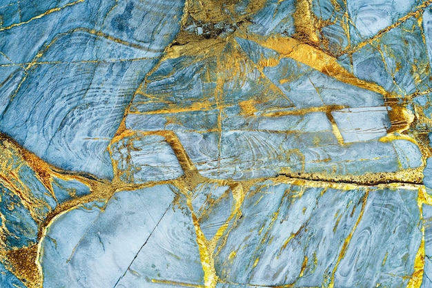 Blue and gold marble textured