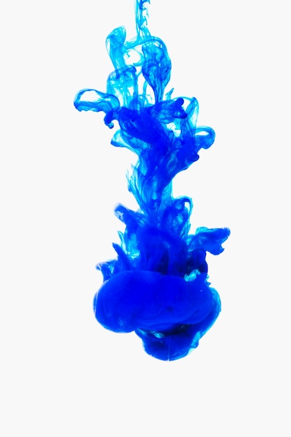 Blue ink droplet in water