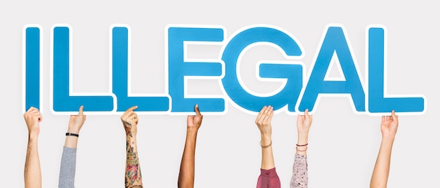 Free photo blue letters forming the word illegal