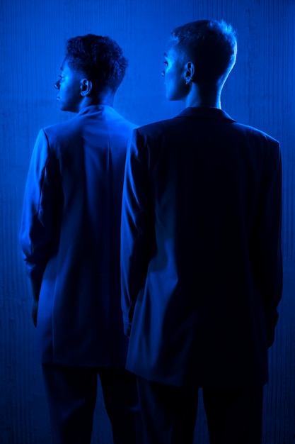 Blue light portrait background