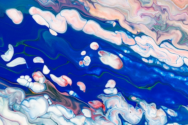 Blue liquid marble background abstract flowing texture experimental art