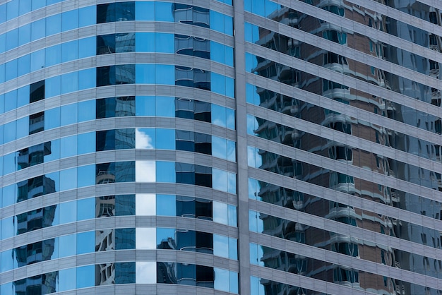 Blue modern office building closeup